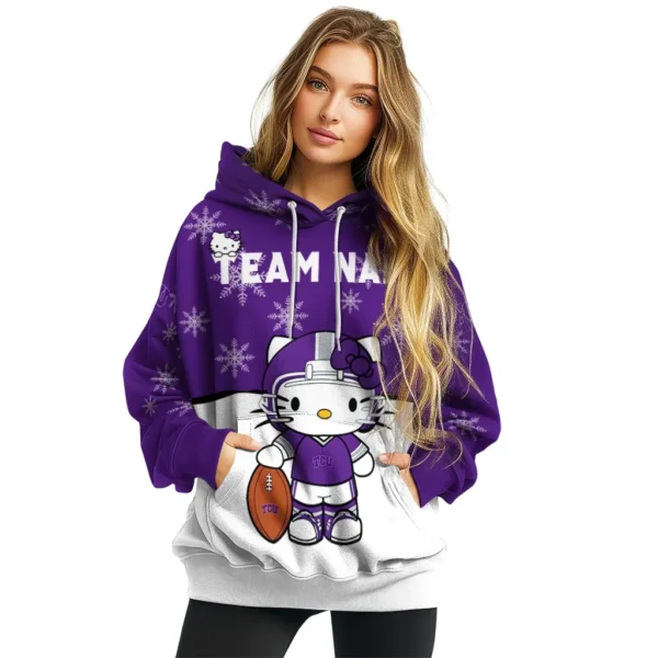 Tcu Horned Frogs Hoodie Personalized Hello Kitty Purple High Quality