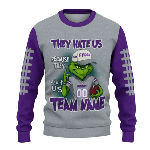 Tcu Horned Frogs Sweater Custom Grinch Fierce Purple Best Selling