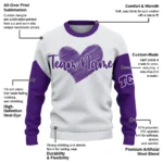 Tcu Horned Frogs Sweater Customized Heart Sketch Purple White Best Selling