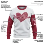 Temple Owls Sweater Customized Heart Sketch Red White Best Selling