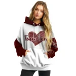 Texas Am Aggies Hoodie Personalized Scribble Heart Maroon White Best Selling