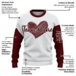 Texas Am Aggies Sweater Custom Heart Sketch Maroon White Best Selling