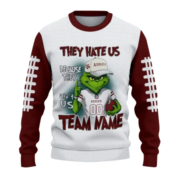 Texas Am Aggies Sweater Personalized Grinch Fierce Maroon Best Selling