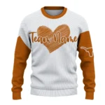 Texas Longhorns Sweater Customized Heart Sketch Orange White Best Selling