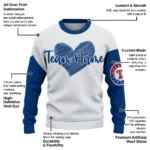 Texas Rangers Sweater Custom Heart Sketch Blue White Best Selling