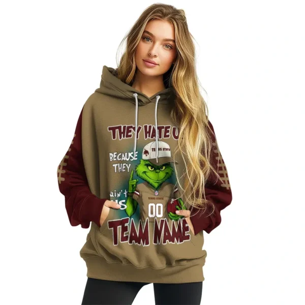 Texas State Bobcats Hoodie Custom Grinch Fierce Maroon High Quality