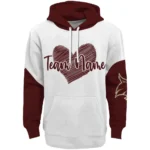 Texas State Bobcats Hoodie Personalized Scribble Heart Maroon White Best Selling