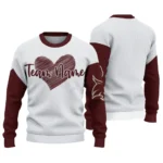 Texas State Bobcats Sweater Custom Heart Sketch Maroon White Best Selling