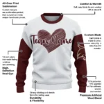 Texas State Bobcats Sweater Custom Heart Sketch Maroon White Best Selling