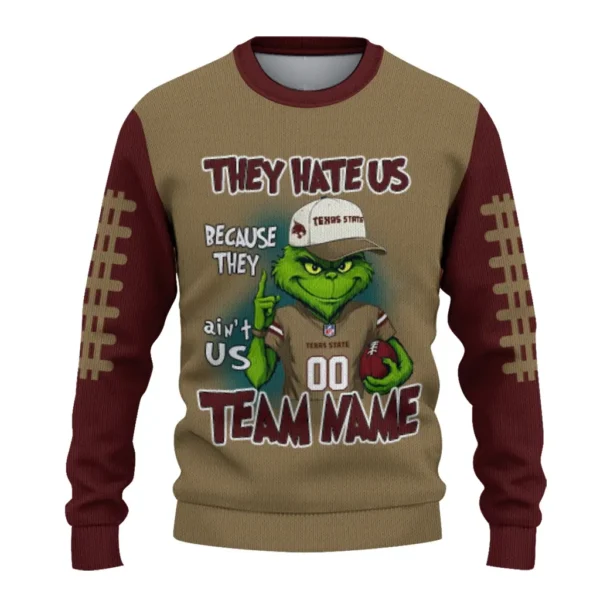 Texas State Bobcats Sweater Personalized Grinch Fierce Maroon Best Selling