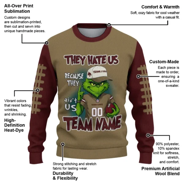 Texas State Bobcats Sweater Personalized Grinch Fierce Maroon New Arrival