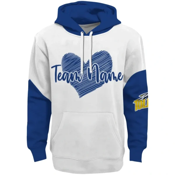 Toledo Rockets Hoodie Personalized Scribble Heart Blue White Best Selling