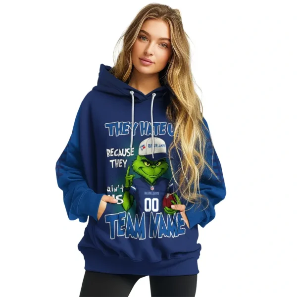 Toronto Blue Jays Hoodie Customized Grinch Fierce Blue High Quality
