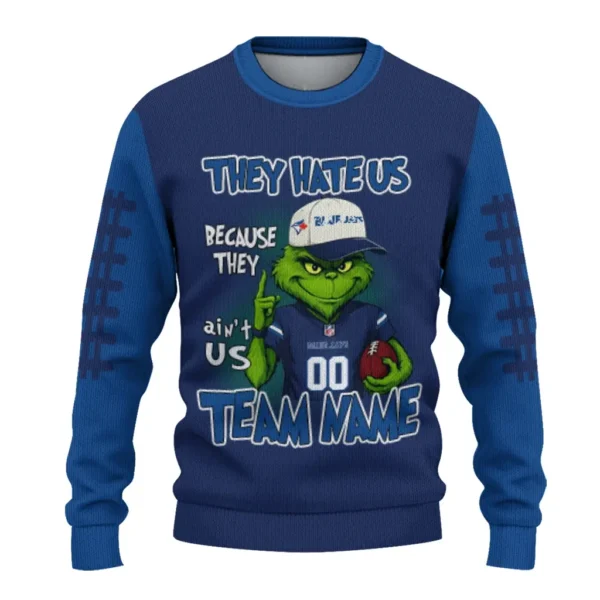 Toronto Blue Jays Sweater Custom Grinch Fierce Blue Best Selling