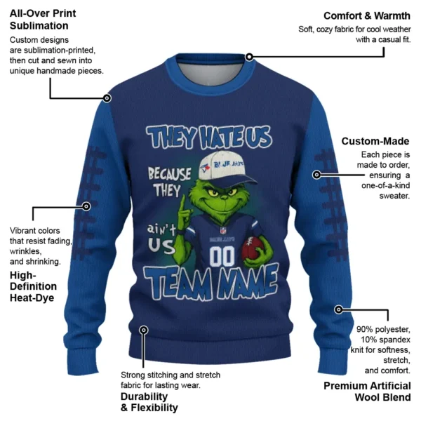 Toronto Blue Jays Sweater Custom Grinch Fierce Blue New Arrival