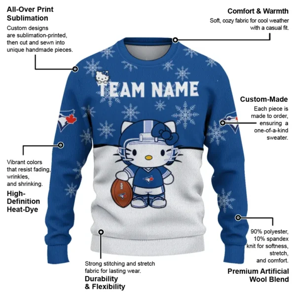 Toronto Blue Jays Sweater Customized Hello Kitty Blue New Arrival