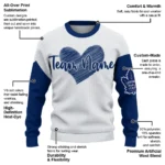 Toronto Maple Leafs Sweater Custom Heart Sketch Blue White Best Selling