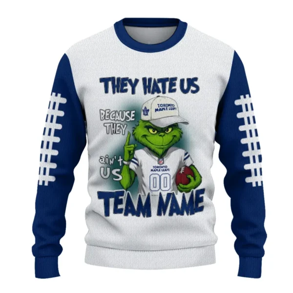 Toronto Maple Leafs Sweater Personalized Grinch Fierce Blue Best Selling