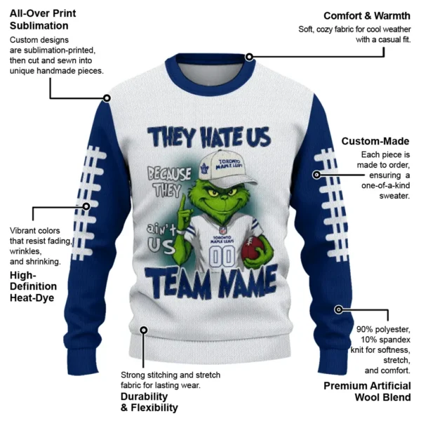 Toronto Maple Leafs Sweater Personalized Grinch Fierce Blue New Arrival