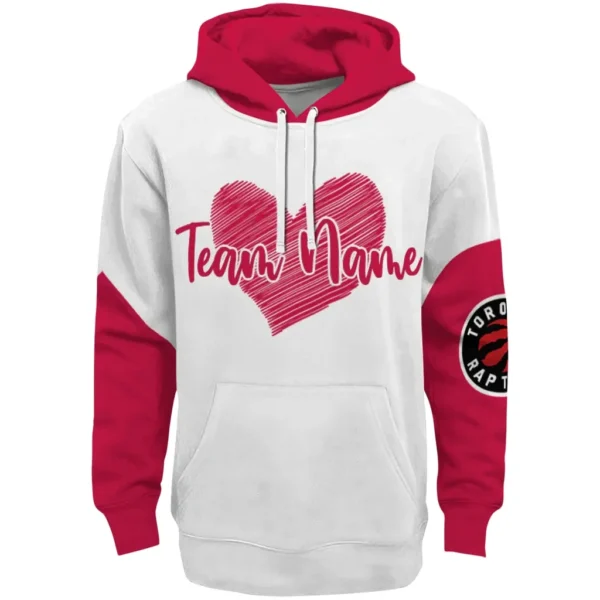 Toronto Raptors Hoodie Personalized Scribble Heart Red White Best Selling