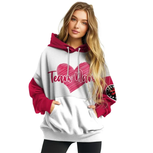 Toronto Raptors Hoodie Personalized Scribble Heart Red White High Quality