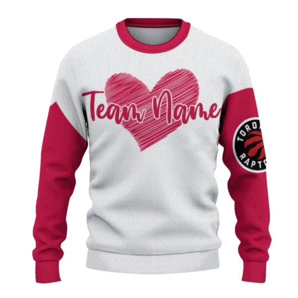 Toronto Raptors Sweater Custom Heart Sketch Red White Best Selling