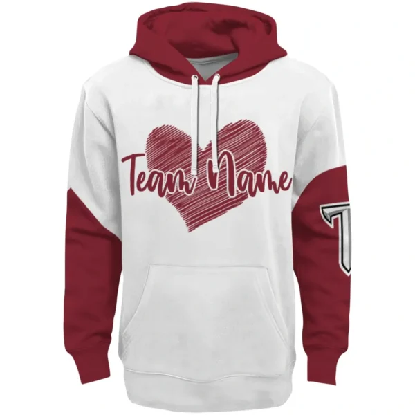 Troy Trojans Hoodie Customized Scribble Heart Red White Best Selling