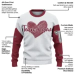 Troy Trojans Sweater Personalized Heart Sketch Red White Best Selling