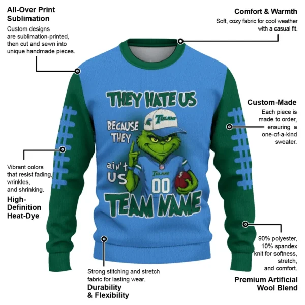 Tulane Green Wave Sweater Custom Grinch Fierce Green New Arrival