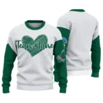 Tulane Green Wave Sweater Customized Heart Sketch Green White Best Selling