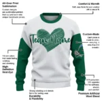 Tulane Green Wave Sweater Customized Heart Sketch Green White Best Selling