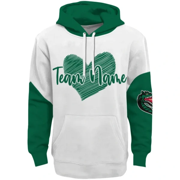 Uab Blazers Hoodie Customized Scribble Heart Green White Best Selling