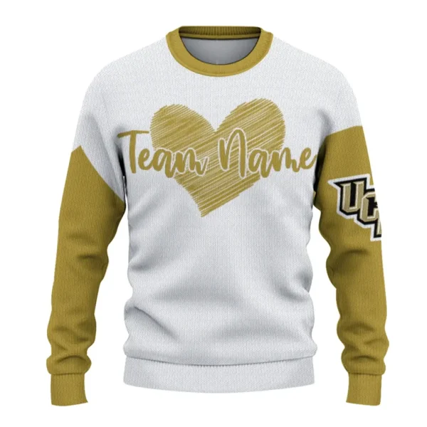 Ucf Knights Sweater Custom Heart Sketch Gold White Best Selling
