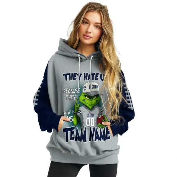 Uconn Huskies Hoodie Custom Grinch Fierce Blue High Quality