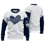 Uconn Huskies Sweater Custom Heart Sketch Blue White Best Selling