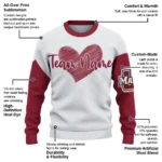 Umass Minutemen Sweater Customized Heart Sketch Red White Best Selling
