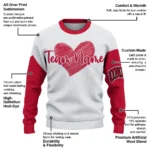 Unlv Rebels Sweater Personalized Heart Sketch Red White Best Selling