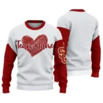 Usc Trojans Sweater Personalized Heart Sketch Red White Best Selling