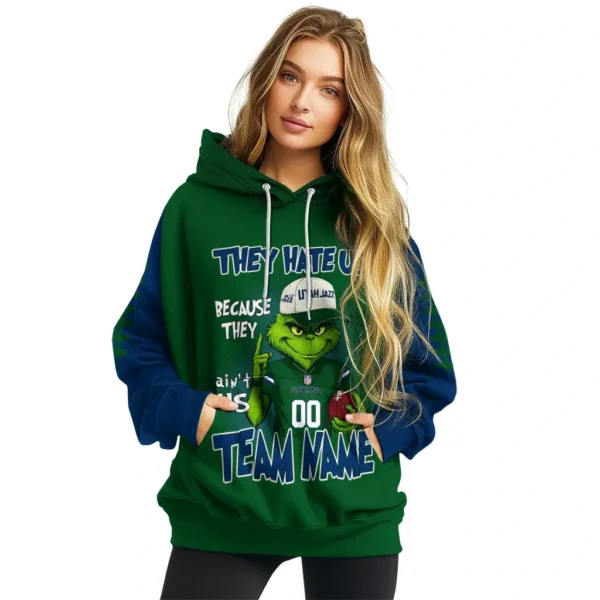 Utah Jazz Hoodie Personalized Grinch Fierce Navy High Quality