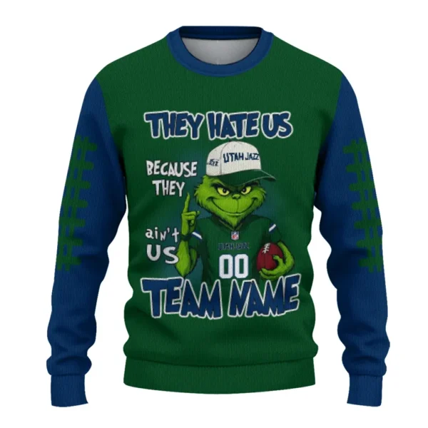 Utah Jazz Sweater Customized Grinch Fierce Navy Best Selling