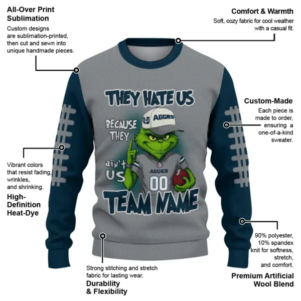 Utah State Aggies Sweater Customized Grinch Fierce Navy New Arrival