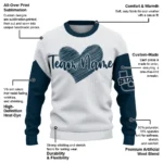 Utah State Aggies Sweater Personalized Heart Sketch Navy White Best Selling
