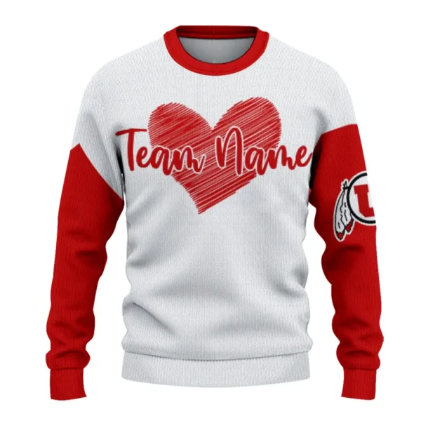 Utah Utes Sweater Custom Heart Sketch Red White Best Selling