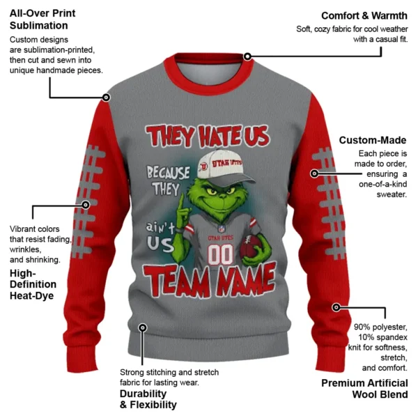 Utah Utes Sweater Personalized Grinch Fierce Red New Arrival