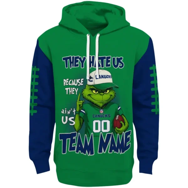 Vancouver Canucks Hoodie Customized Grinch Fierce Blue Best Selling