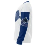 Vancouver Canucks Sweater Customized Heart Sketch Blue White Best Selling