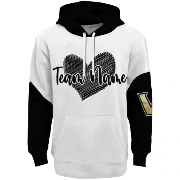 Vanderbilt Commodores Hoodie Personalized Scribble Heart Black White Best Selling