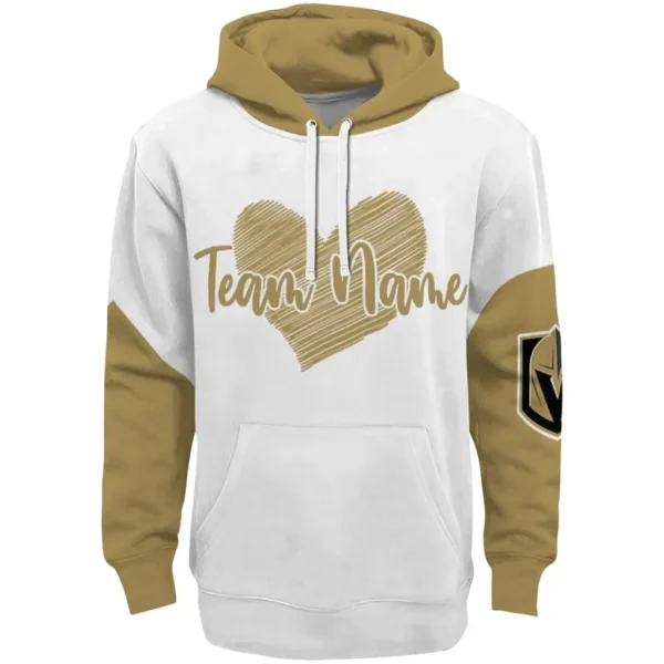 Vegas Golden Knights Hoodie Customized Scribble Heart Tan White Best Selling