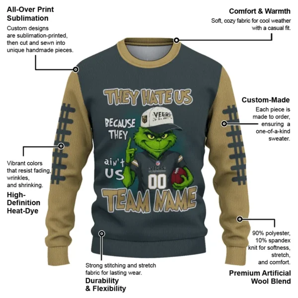 Vegas Golden Knights Sweater Customized Grinch Fierce Tan New Arrival