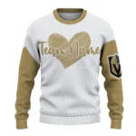 Vegas Golden Knights Sweater Personalized Heart Sketch Tan White Best Selling